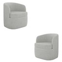 Ver imagem 1 de Kit 2 Poltronas Decorativas Design Moderno Bel Sala de Estar Base Giratória Linho Cinza G33 - Gran B