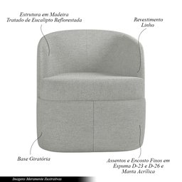 Kit 2 Poltronas Decorativas Design Moderno Bel Sala de Estar Base Giratória Linho Cinza G33 - Gran B - 3 Kit 2 Poltronas Decorativas Design Moderno Bel Sala de Estar Base Giratória Linho Cinza G33 - Gran B - 3