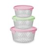 Conjunto 3 Potes Plasvale P M G Vasilhas de Plástico Tampa com Trava Colorida Cristal - 1
