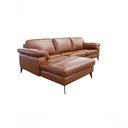 Ver imagem 4 de Sofá de Couro Asti 3 Lugares com Chaise Esquerda Conhaque com Brilho - Mempra Design