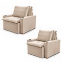 Ver imagem 2 de Kit 2 Poltronas Retrátil e Reclinável do Papai com Porta Copos e Base Madeira Maciça Siena