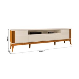Rack para Tv até 75 Polegadas 2 Pt 2 Gv Morgan Off White e Cedro Naturale 220cm - 3