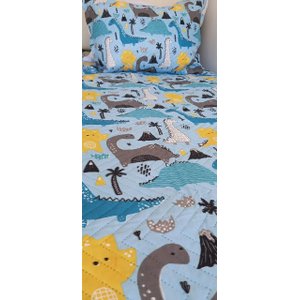 Cobre Leito Dupla Face Infantil Solteiro 2pçs Estampado:azul Claro