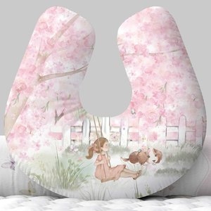Almofada de Amamentação com Zíper Floral Menina Rosa Jardim
