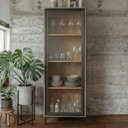 Ver imagem 1 de Estante Cristaleira Alta 1 Porta Vidro 3 Prateleiras