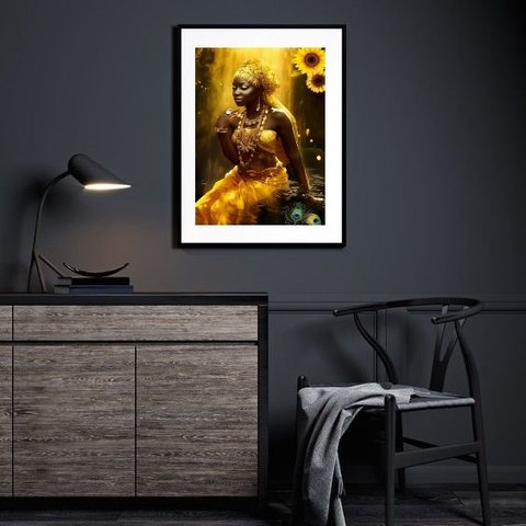 Quadro Decorativo Fotografia Oxum - 60x48cm:madeira Preta