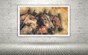 Ver imagem 1 de Quadro Decorativo Trio Cavalos Abstrato - 70x50cm:moldura Branca