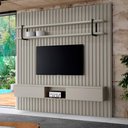 Ver imagem 4 de Painel para TV Ripado 240cm 100% MDF com Nicho Grigio com Preto Casa Lar Shop