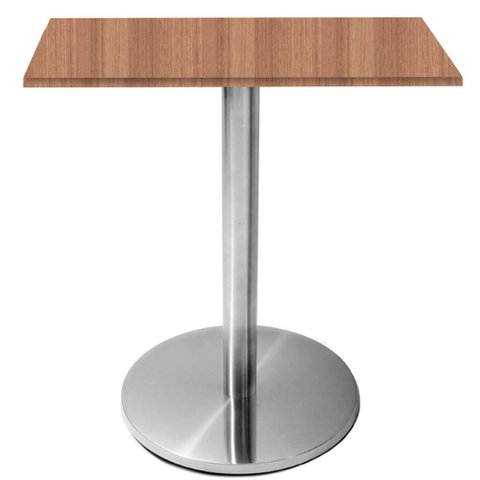 Mesa Beta Inox 75 Cm (altura) Disco Redondo Tampo Mdp Quadrado 60 Cm (larg) X 2,50 Cm (alt)