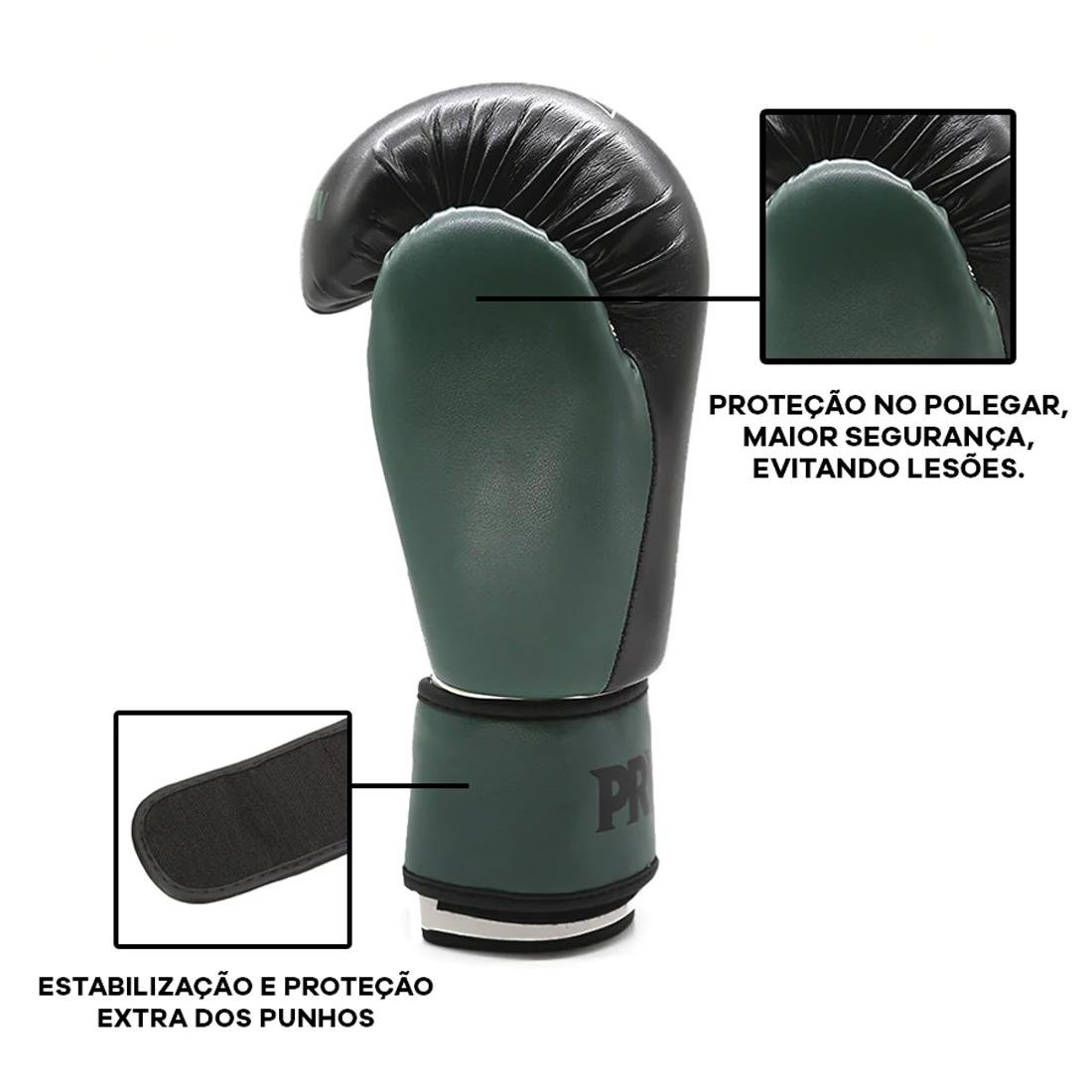 Luva de Boxe e Muay Thai First 14OZ Pretorian - Preto/Militar ...