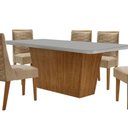 Ver imagem 2 de Mesa para Sala de Jantar Aida com 6 Cadeiras Safira Moderna Turim 07/off White/imbuia