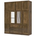 Ver imagem 3 de Guarda-roupa Casal North 10 Portas 3 Gavetas com Espelho Madeira Maciça Castanho - Pnr Móveis