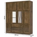 Ver imagem 5 de Guarda-roupa Casal North 10 Portas 3 Gavetas com Espelho Madeira Maciça Castanho - Pnr Móveis