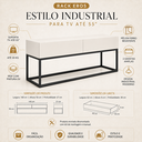 Ver imagem 2 de Rack Eros Branco 140cm 2 Gavetas Pé de Ferro Preto Estilo Industrial