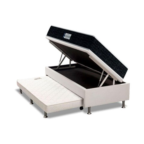 Cama Box Baú c/Auxiliar Solteiro: Colchão Espuma Probel D33 / EP ProDormir Advanced Tech1500 +