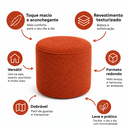 Ver imagem 2 de Puff Redondo Bouclé Terracota/ Ocre 34x36 cm