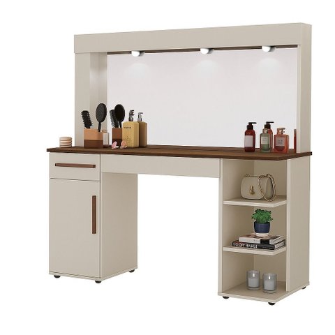 Penteadeira Off White Grande com 2 Gavetas e 1 Porta Cj