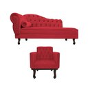 Ver imagem 2 de Kit Diva Recamier Juliana 140cm Lado Direito e 01 Poltrona Classic Suede Vermelho - Amarena Móveis