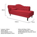 Ver imagem 5 de Kit Diva Recamier Juliana 140cm Lado Direito e 01 Poltrona Classic Suede Vermelho - Amarena Móveis