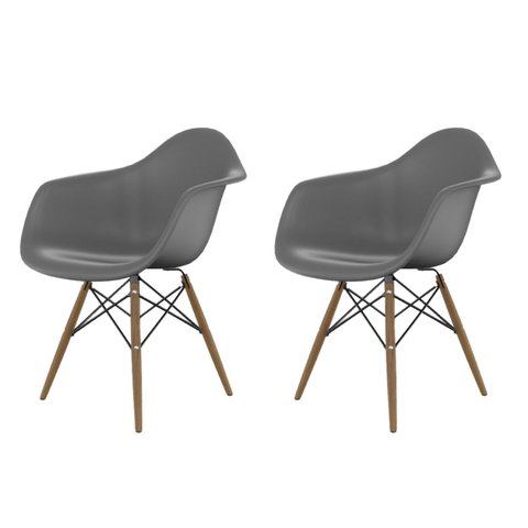 Conjunto com 2 Cadeiras para Sala de Jantar Arm Dsw Cinza/Brasão
