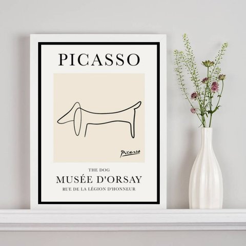 Quadro Poster Picasso - The Dog 24x18cm:madeira Branca