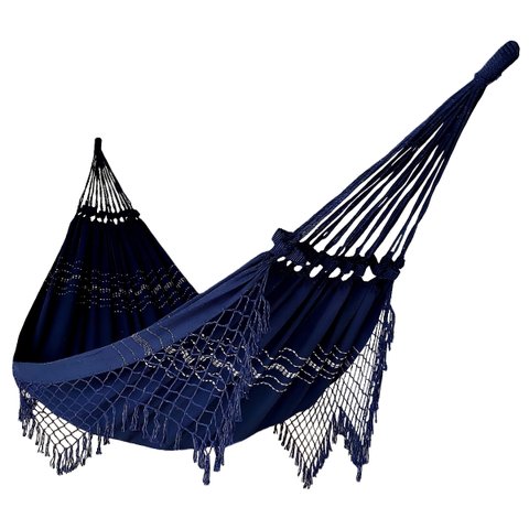 Rede de Dormir Casal Balanço de Algodão Reforçada 3,80m X 1,50m Varias Cores:azul Marinho