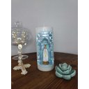 Ver imagem 2 de Nossa Sra. de Fátima na Vela Gruta cor branco com azul