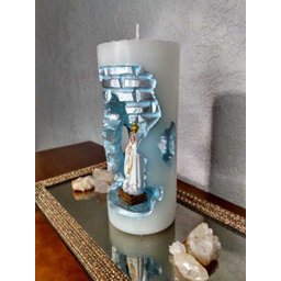 Nossa Sra. de Fátima na Vela Gruta cor branco com azul - 4
