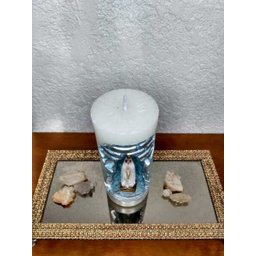 Nossa Sra. de Fátima na Vela Gruta cor branco com azul - 3