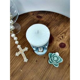 Nossa Sra. de Fátima na Vela Gruta cor branco com azul - 5