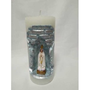 Nossa Sra. de Fátima na Vela Gruta cor branco com azul