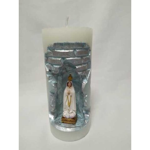 Nossa Sra. de Fátima na Vela Gruta cor branco com azul