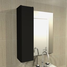 Armario Minimalista Pia Banheiro Espelho Divisorias Preto - 3