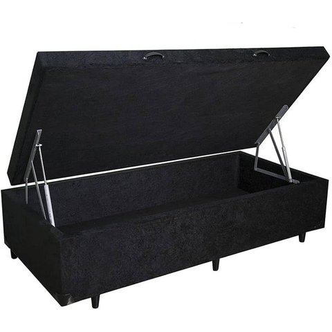 Cama Box Baú Solteiro Preto 42x88x188 Suede