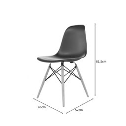 Conjunto com 4 Cadeiras para Sala de Jantar Eames Pp Dsw - 4