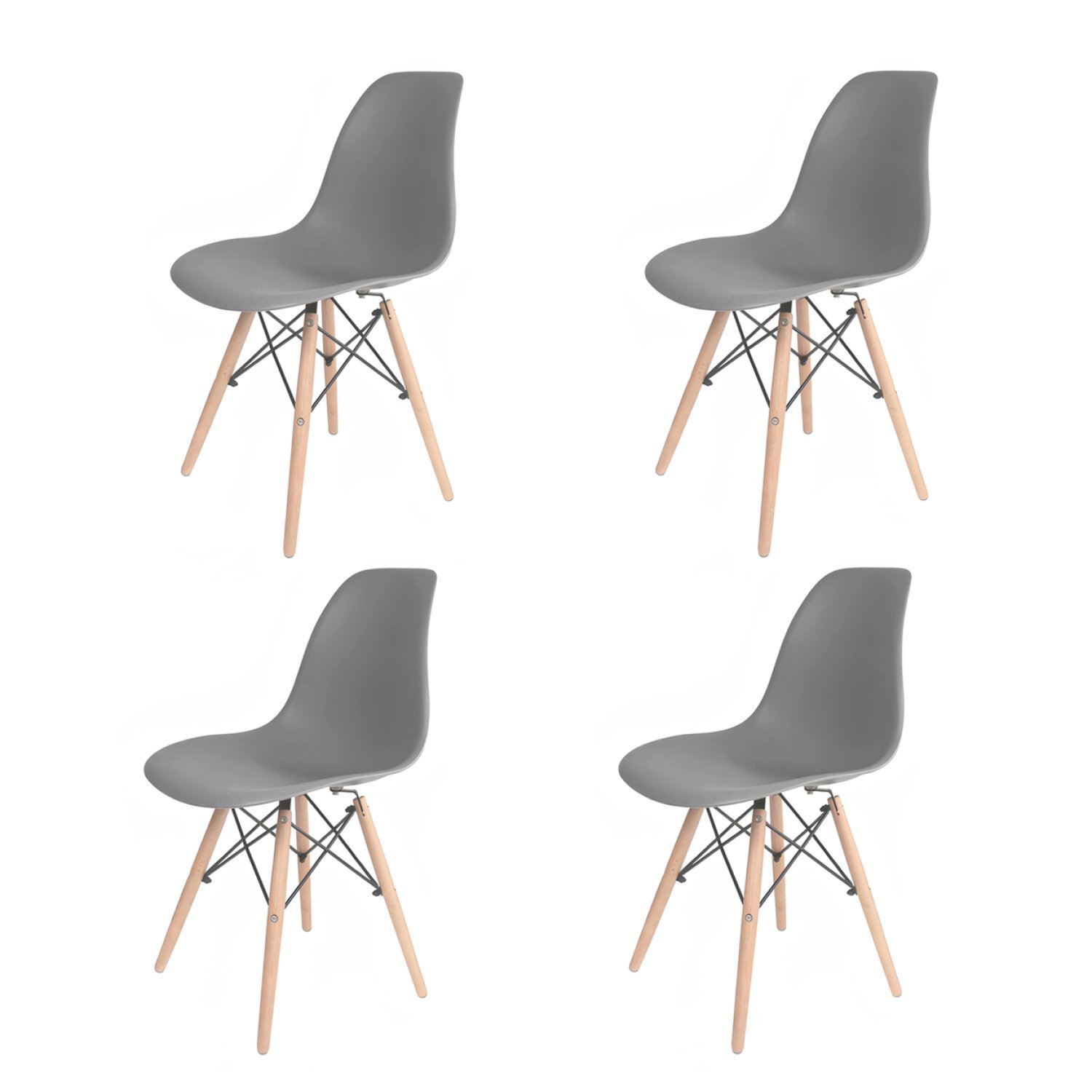 Conjunto com 4 Cadeiras para Sala de Jantar Eames Pp Dsw - 1