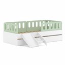 Ver imagem 2 de Bicama Solteiro Mdf Verde com Escada/escorrega 03 Grades e Cabeceira Anatômica Mobilistore
