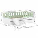 Ver imagem 3 de Bicama Solteiro Mdf Verde com Escada/escorrega 03 Grades e Cabeceira Anatômica Mobilistore