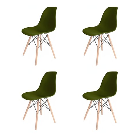 Conjunto com 4 Cadeiras para Sala de Jantar Eames Pp Dsw