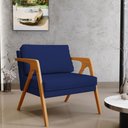 Ver imagem 2 de Kit 2 Poltronas Decorativas Sala Pietra Estrutura de Madeira L02 Suede Azul Marinho - Lyam Decor