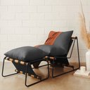 Ver imagem 2 de Kit Poltrona com Puff Turim Base Aço Preto Recouro Black Poliéster Cinza - Nexta Casa