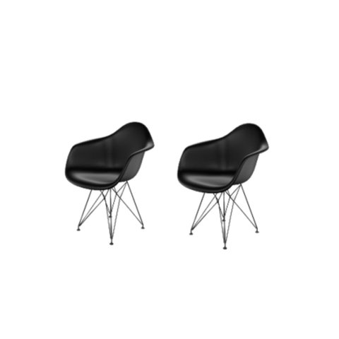 Conjunto com 2 Cadeiras para Sala de Jantar Arm Eiffel Preto