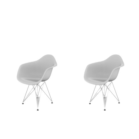 Conjunto com 2 Cadeiras para Sala de Jantar Arm Eiffel Branco
