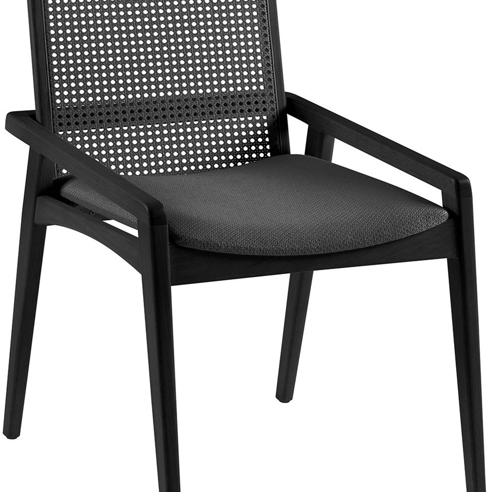 Cadeira Logan em Madeira Maciça e Palhinha - Preto - 2