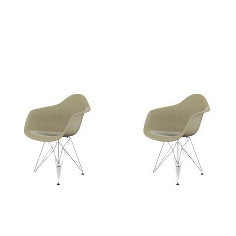 Conjunto com 2 Cadeiras para Sala de Jantar Arm Eiffel Bege/Fendi