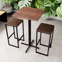 Ver imagem 1 de Conjunto Mesa Alta Bar Bistrô Quadrada Imbuia 2 Bancos Estofado Don Castro Decor