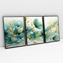 Ver imagem 1 de Kit Quadro Decorativo 3 Telas Canvas a Arte Das Flores Tacolado Moldura Flutuante 4,5cm Preta 40 X 6