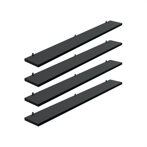 Kit 4 Prateleira Preta 80X10 + Suporte Flutuante Mdf  Organizadora Decoração Cozinha Banheiro Sala