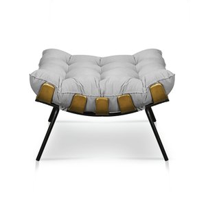 Puff Costela Decorativo Sala E Escritório Suede Cinza