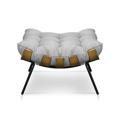 Puff Costela Decorativo Sala E Escritório Suede Cinza